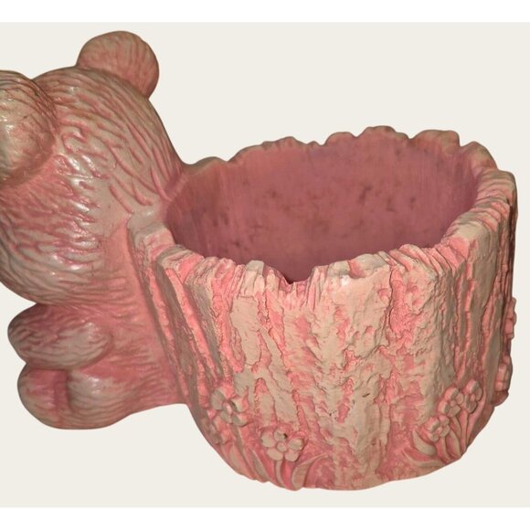Vintage Ceramic Pink Bear Planter With Honey Pot Design - Picture 2 of 9